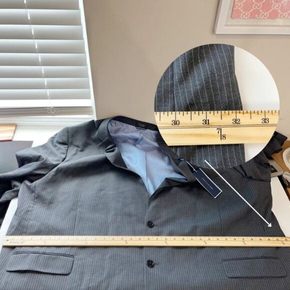 NEW Tommy Hilfiger Gray Pin Striped Blazer Jacket Sport Coat Worsted Wool Size R - Picture 7 of 9